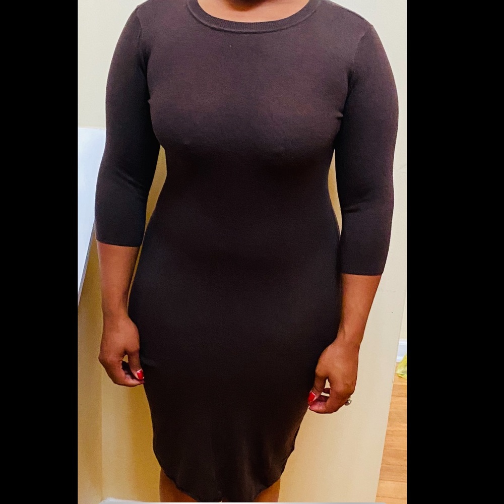 Brown sweater dress